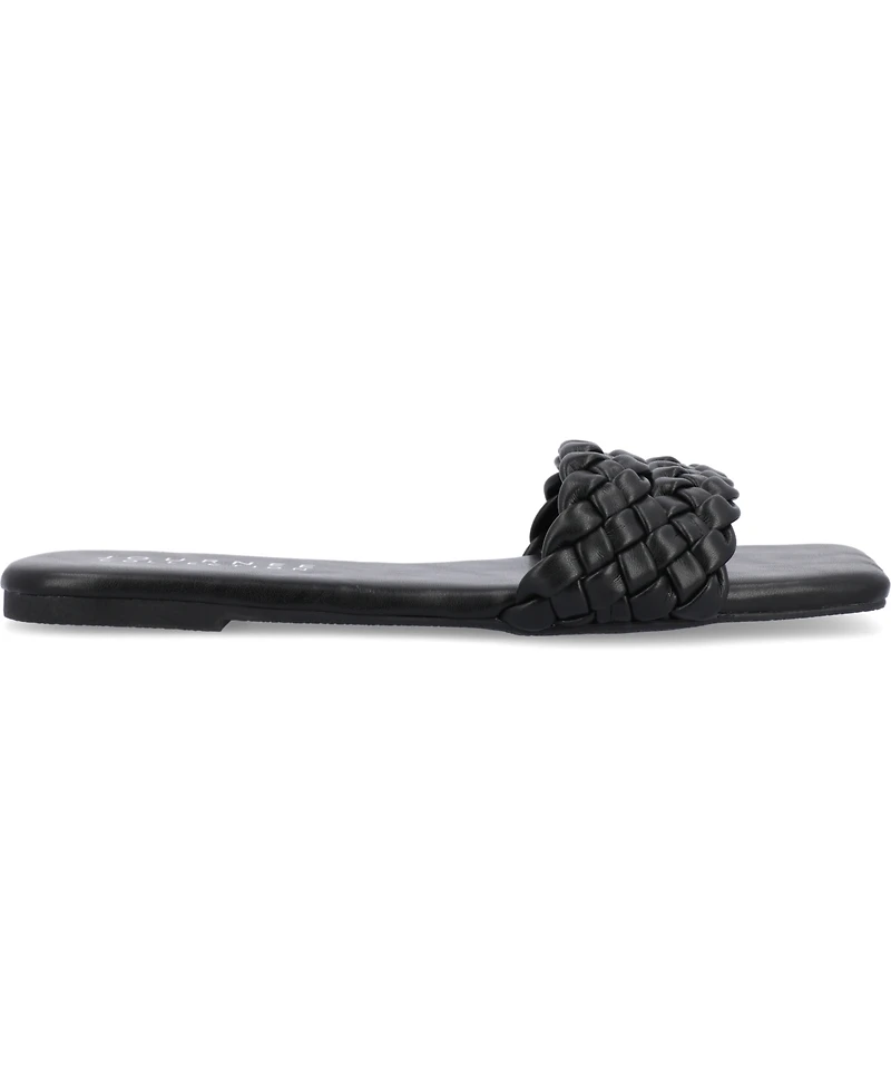 Journee Collection Women's Sawyerr Braided Single Band Flat Sandals