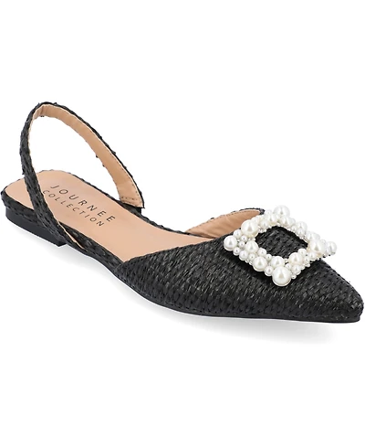 Journee Collection Women's Hannae Embellished Slingback Flats