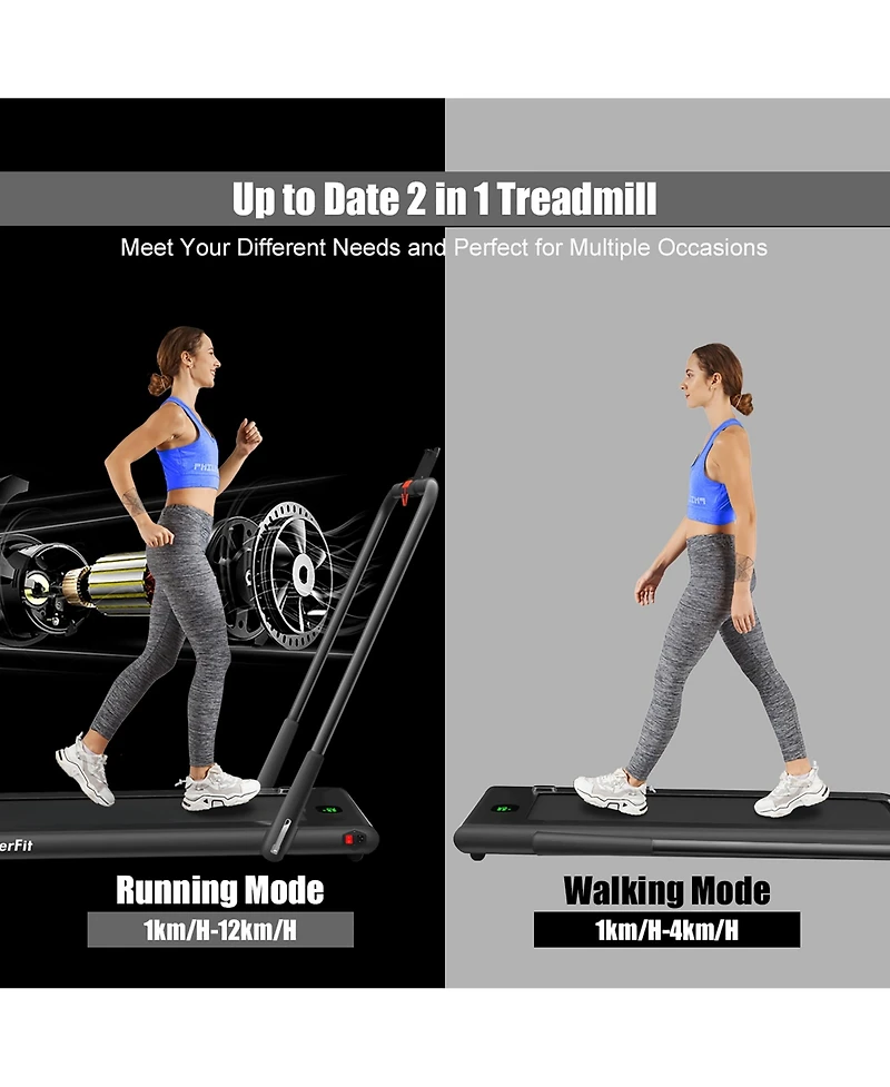 2.25HP 2-in-1 Folding Under Desk Treadmill Speaker Remote Control