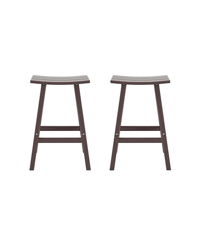 WestinTrends Outdoor Patio Adirondack Bar Height Stool Saddle Seat Chair Set of 2