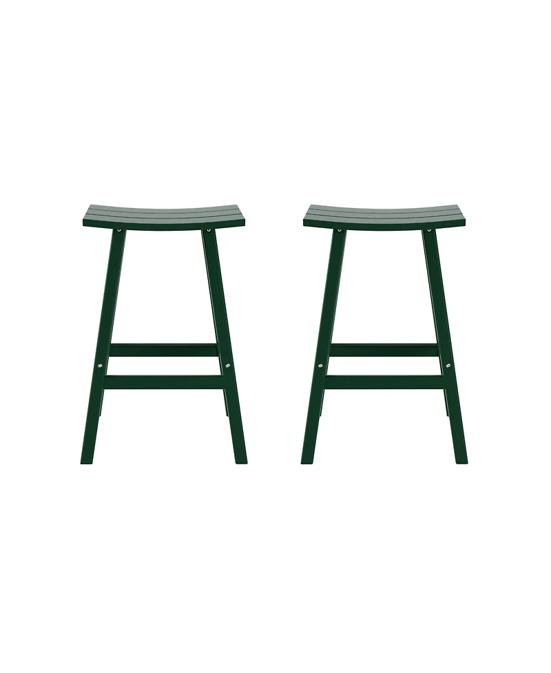 WestinTrends Outdoor Patio Adirondack Bar Height Stool Saddle Seat Chair Set of 2