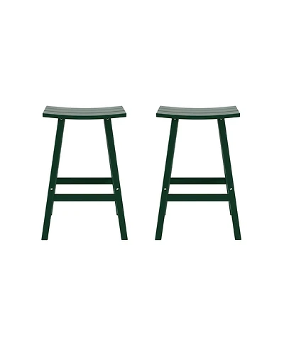 WestinTrends Outdoor Patio Adirondack Bar Height Stool Saddle Seat Chair Set of 2