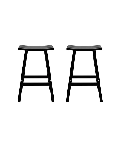 WestinTrends Outdoor Patio Adirondack Bar Height Stool Saddle Seat Chair Set of 2