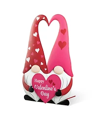 Glitzhome 30" H Valentine's Metal Gnome Couple Yard Stake Knock-Down Three Function