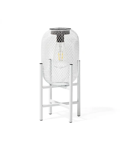 Glitzhome 14.25" H Metal Mesh Solar Powered Outdoor Lantern with Stand