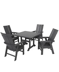 WestinTrends 5 Piece Outdoor Patio Dining Square Table and Modern Armchair Set