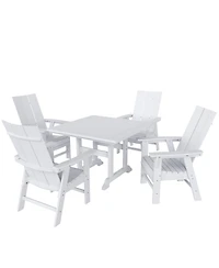 WestinTrends 5 Piece Outdoor Patio Dining Square Table and Modern Armchair Set
