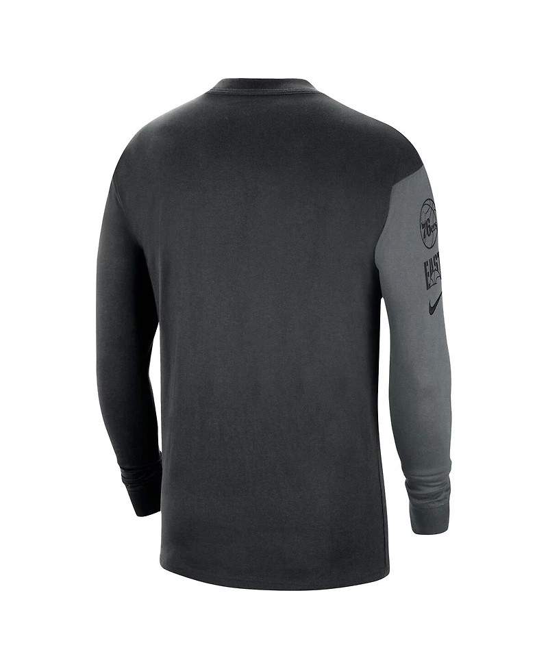 Men's Nike Black Philadelphia 76ers Courtside Versus Flight MAX90 Long Sleeve T-shirt
