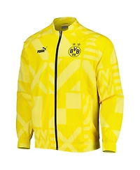 Men's Puma Yellow Borussia Dortmund Pre-Match Raglan Full-Zip Training Jacket