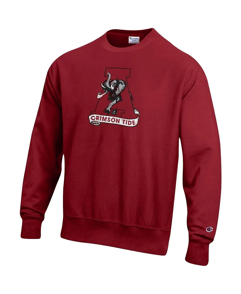 Men's Champion Crimson Alabama Crimson Tide Vault Logo Reverse Weave Pullover Sweatshirt