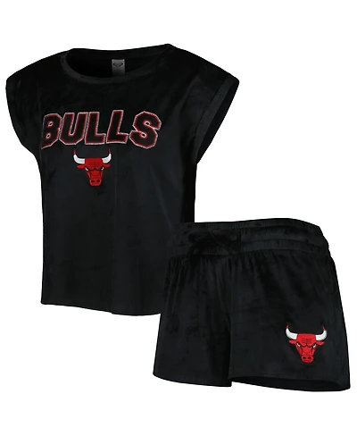 Women's Concepts Sport Black Chicago Bulls Intermission T-shirt and Shorts Sleep Set