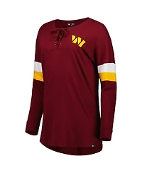 Women's New Era Burgundy Washington Commanders Athletic Varsity Lace-Up Long Sleeve T-shirt