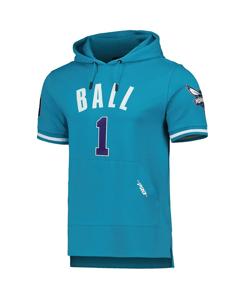 Men's Pro Standard LaMelo Ball Teal Charlotte Hornets Name and Number Short Sleeve Pullover Hoodie