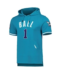 Men's Pro Standard LaMelo Ball Teal Charlotte Hornets Name and Number Short Sleeve Pullover Hoodie