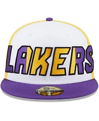 Men's New Era White, Purple Los Angeles Lakers Back Half 9FIFTY Fitted Hat