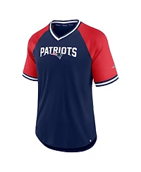 Men's Fanatics Navy, Red New England Patriots Second Wind Raglan V-Neck T-shirt