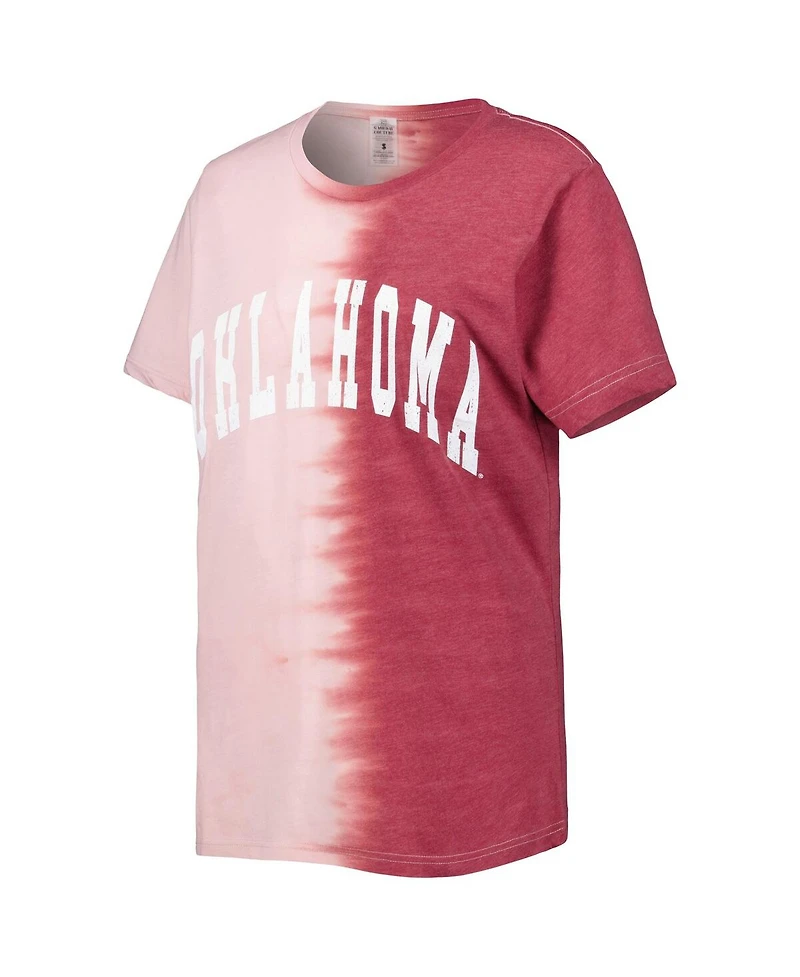 Women's Gameday Couture Crimson Oklahoma Sooners Find Your Groove Split-Dye T-shirt