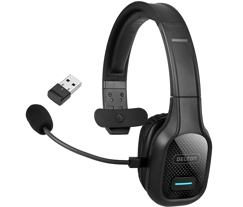 Delton Wireless Computer Headset with Usb Dongle, Trucker Bluetooth Headset with Noise Canceling Mic, 35Hrs talk time, Wireless Headset for Computer,