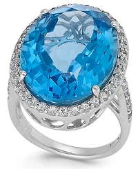 Blue and White Topaz Ring Sterling Silver (21 ct. t.w.)