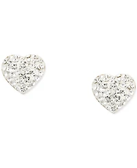 Crystal Pave Heart Stud Earrings in 10k Gold