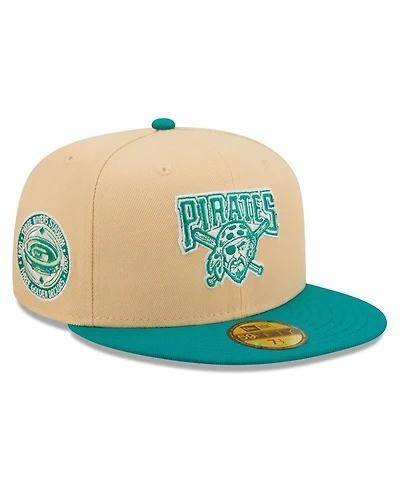 Men's New Era Natural, Teal Pittsburgh Pirates Mango Forest 59FIFTY fitted hat