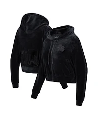 Women's Pro Standard Philadelphia 76ers Triple Black Velour Full-Zip Hoodie