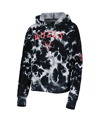 Women's New Era Black Chicago Bulls Brushed Cotton Tie-Dye Pullover Hoodie