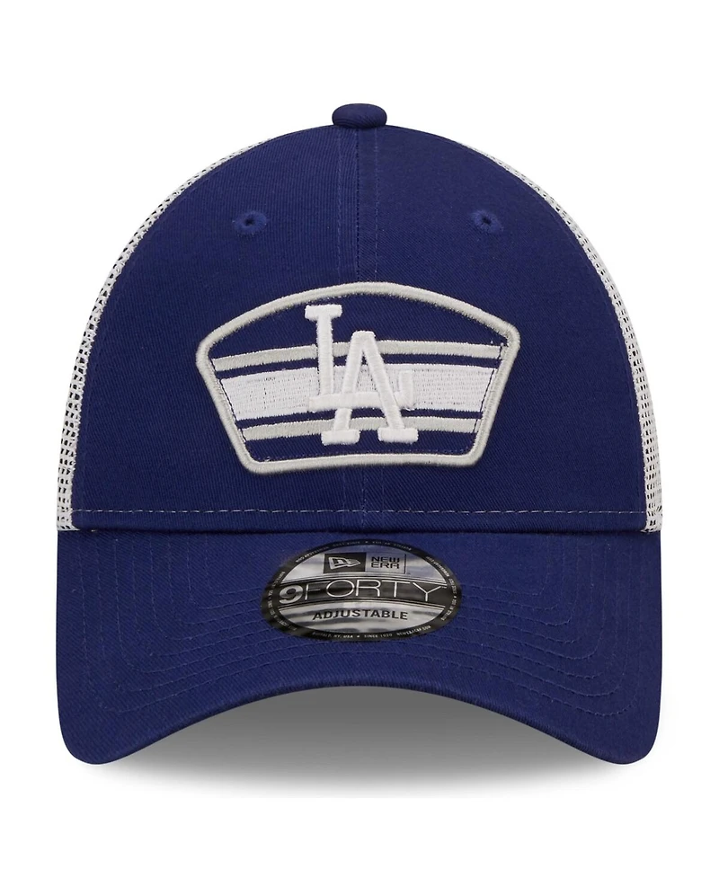 Men's New Era Royal, White Los Angeles Dodgers Logo Patch 9Forty Trucker Snapback Hat