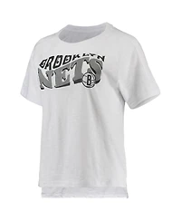 Women's Concepts Sport Charcoal, White Brooklyn Nets Resurgence Slub Burnout Raglan T-shirt and Shorts Sleep Set