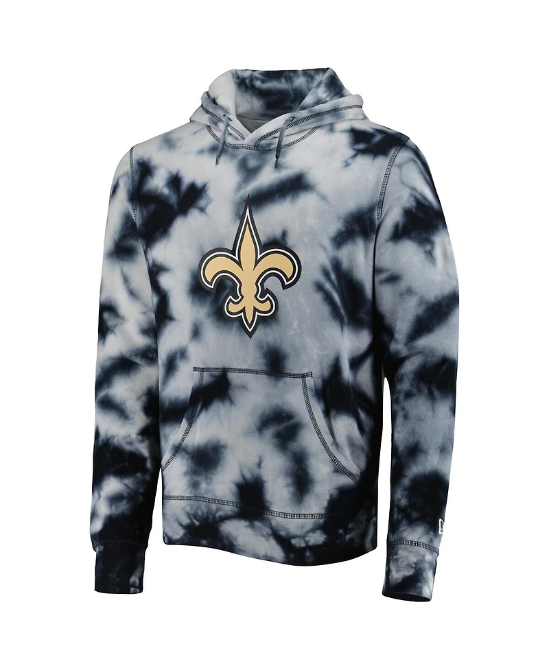 Men's New Era Black Orleans Saints Team Tie-Dye Pullover Hoodie