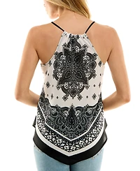 Bcx Juniors' Printed Handkerchief-Hem Sleeveless Top