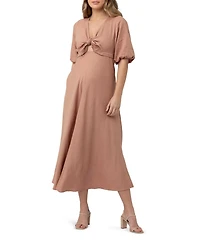 Ripe Maternity Maternity Camille Tie Front Midi Dress