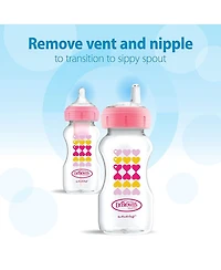 Dr. Browns Baby Anti-Colic Options+ Wide-Neck Baby Bottle to Sippy Bottle, 9oz, 3 pack