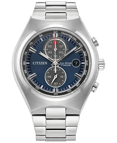 Citizen Eco-Drive Men's Chronograph Weekender Silver-Tone Titanium Bracelet Watch 43mm