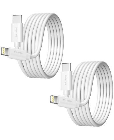 Overtime Apple MFi Certified iPhone 13/12/11 10ft Charging Cable | Usb Type C to Lightning Cable for iPhone - White (2-Pack)