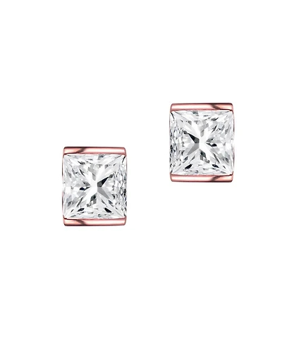 Sterling Silver Clear Cubic Zirconia Stud Earrings