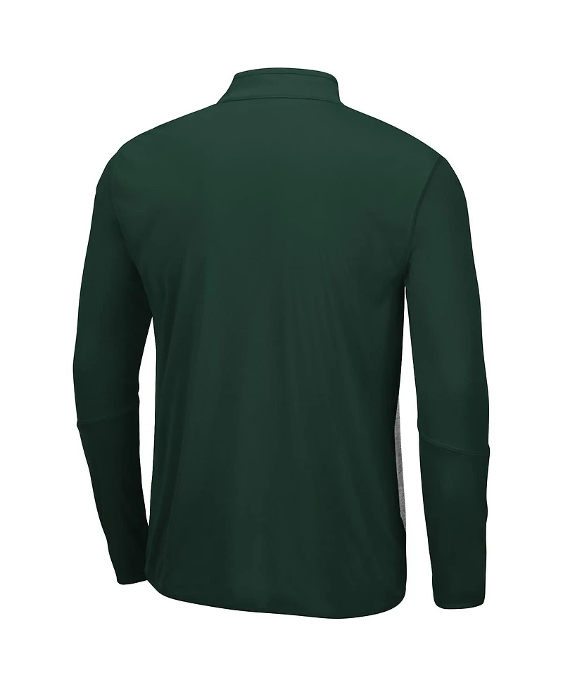 Men's Colosseum Heather Gray and Green Ndsu Bison Prospect Quarter-Zip Jacket