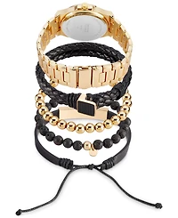 American Exchange Men's Gold-Tone Metal Alloy Bracelet Watch 52mm Gift Set