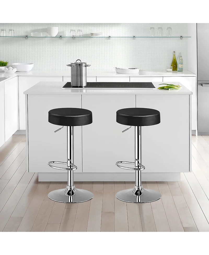 1 Pc Round Bar Stool Adjustable Swivel Pub Chair U Leather