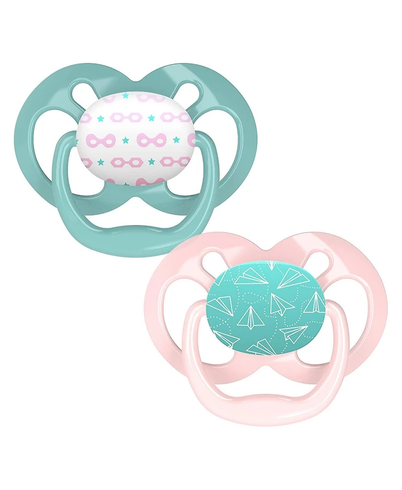 Dr. Browns Advantage Reversible Baby Pacifier, Pink, 2 Pack, 6-18m