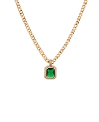 Ettika Emerald Stone Pendant 18K Gold Plated Link Necklace