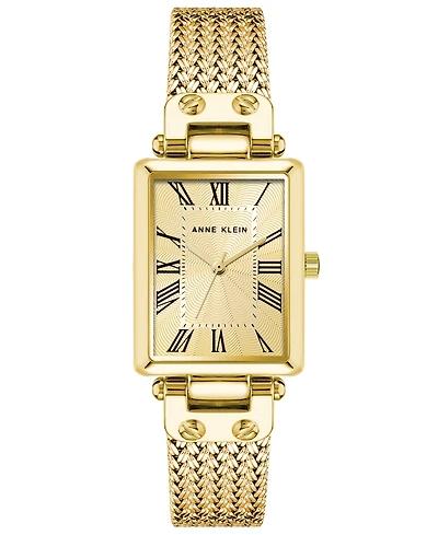 Anne Klein Women's Three Hand Quartz Gold-tone Stainless Steel Band Watch, 21.5mm