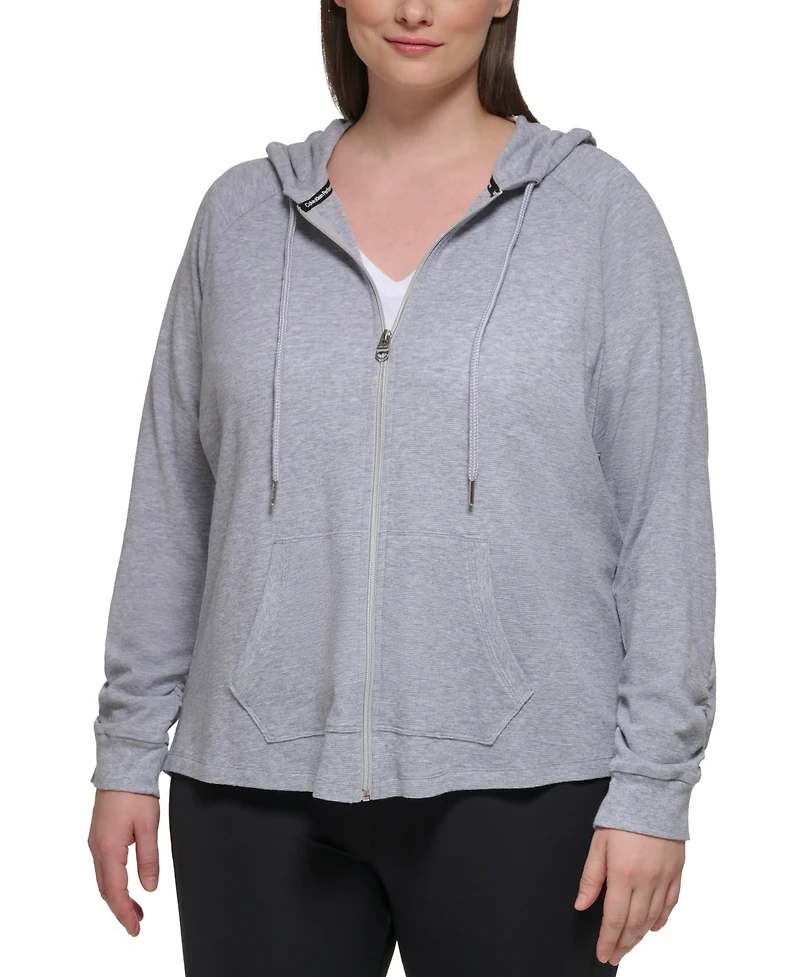 Calvin Klein Performance Ruched-Sleeve Zip Hoodie