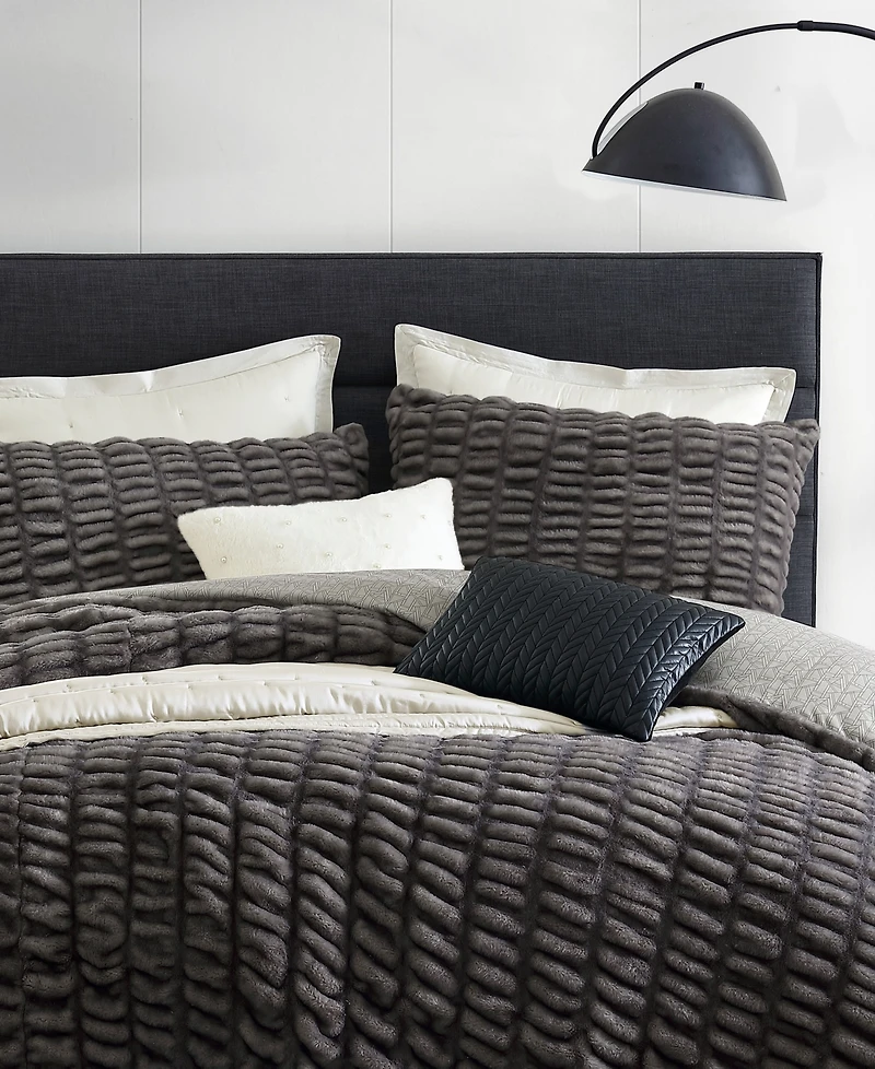 Karl Lagerfeld Paris Ruched 3 Piece Duvet Cover Set, Full/Queen