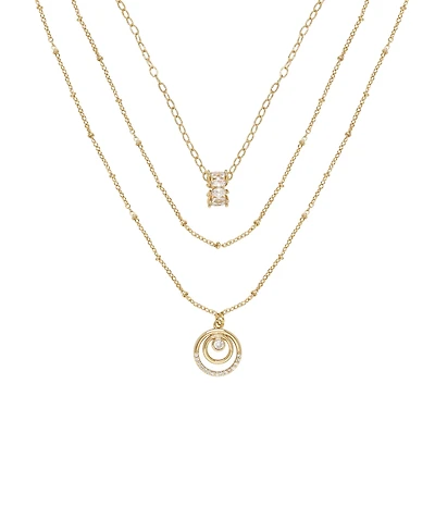Ettika Circles of Cubic Zirconia Dainty Layered 18K Gold Plated Necklace Set