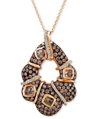 Le Vian Chocolatier Chocolate Diamond & Vanilla Diamond Abstract Curvy 18" Pendant Necklace (2-7/8 ct. t.w.) in 14k Rose Gold