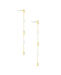 Ettika Freshwater Pearl and Glass Linear Drop Earrings