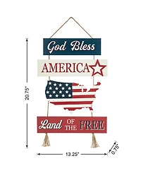 Glitzhome 20.75" H Patriotic, Americana Word Sign Door Hanger