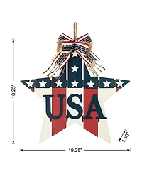 Glitzhome 19.25" L Patriotic, Americana Wooden Star Door Hanger