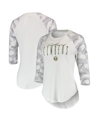 Women's Concepts Sport White, Gray Portland Timbers Composite 3/4-Sleeve Raglan Top